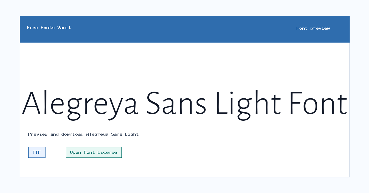 Alegreya Sans Light font preview showing the family name