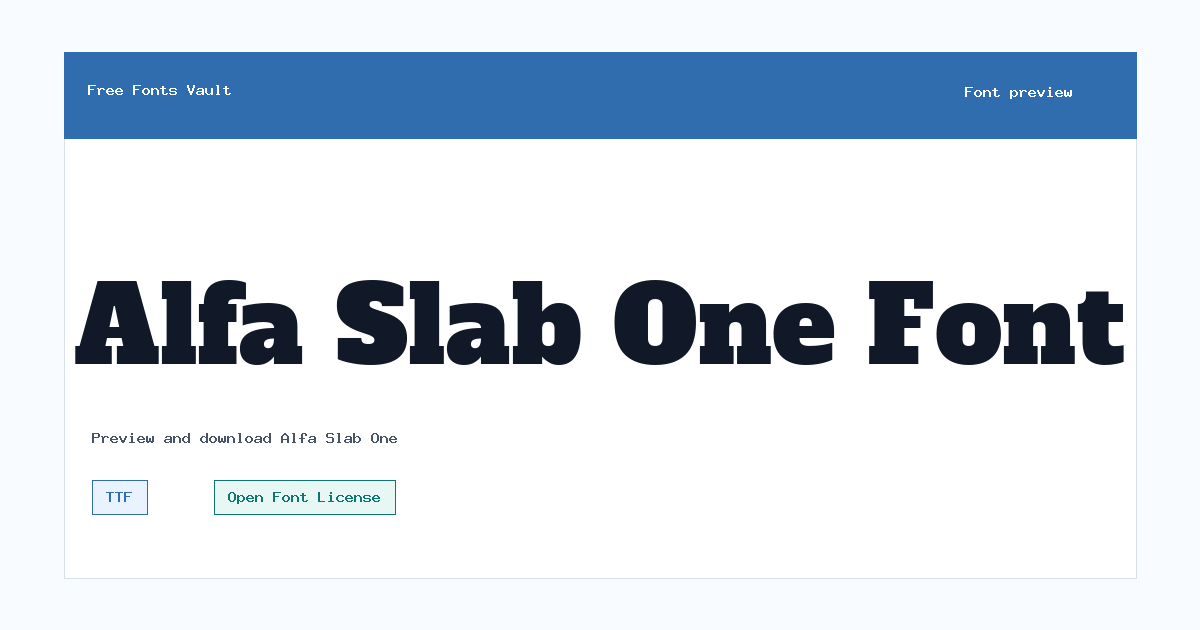 Alfa Slab One font preview showing the family name