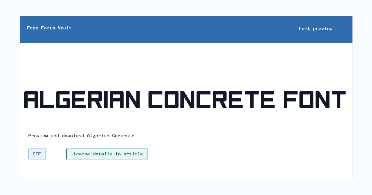 Algerian Concrete font preview showing the family name