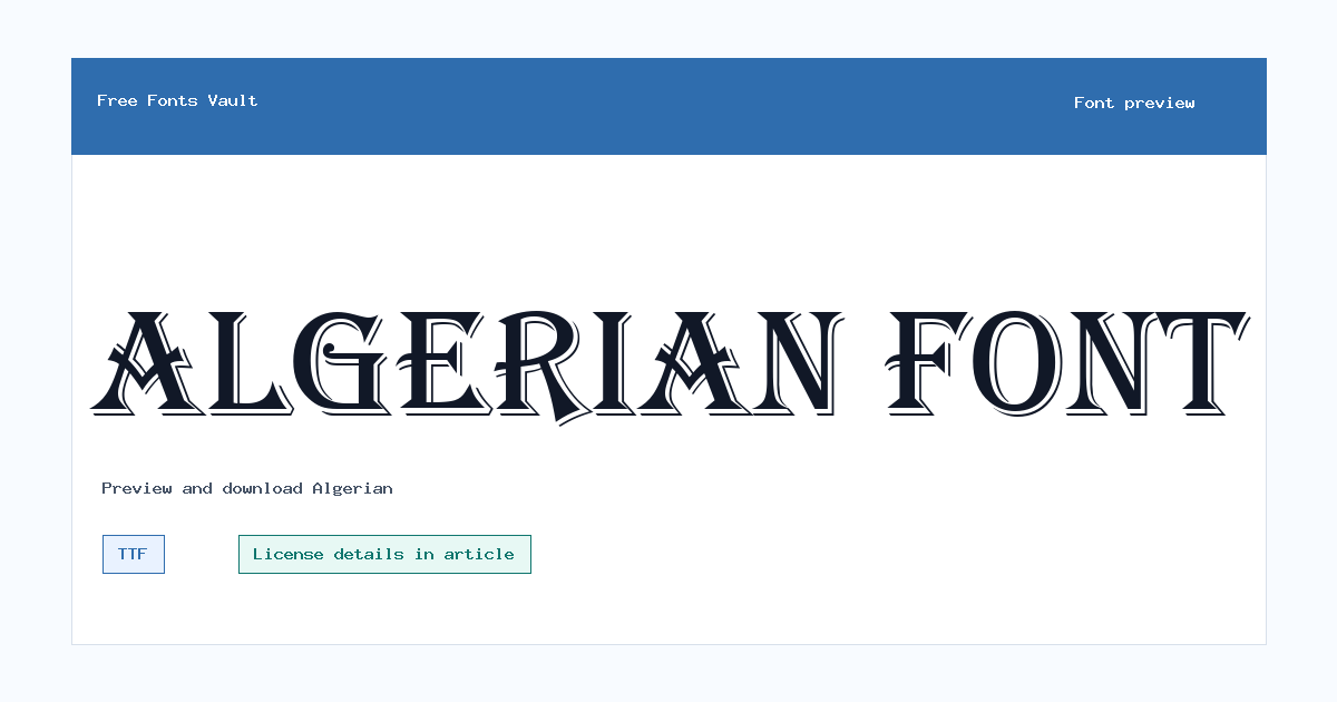 Algerian font preview showing the family name