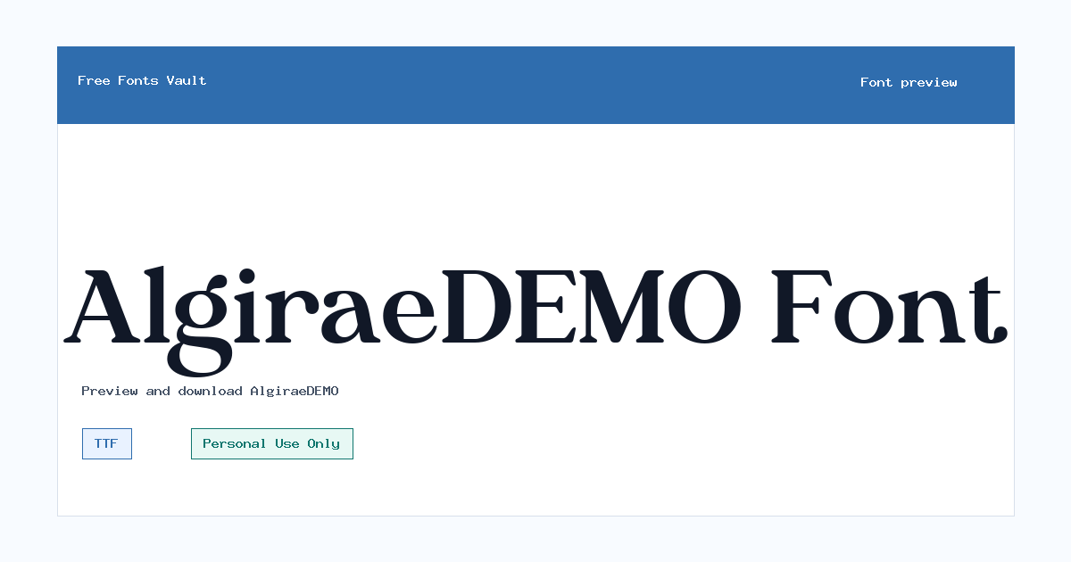AlgiraeDEMO font preview showing the family name