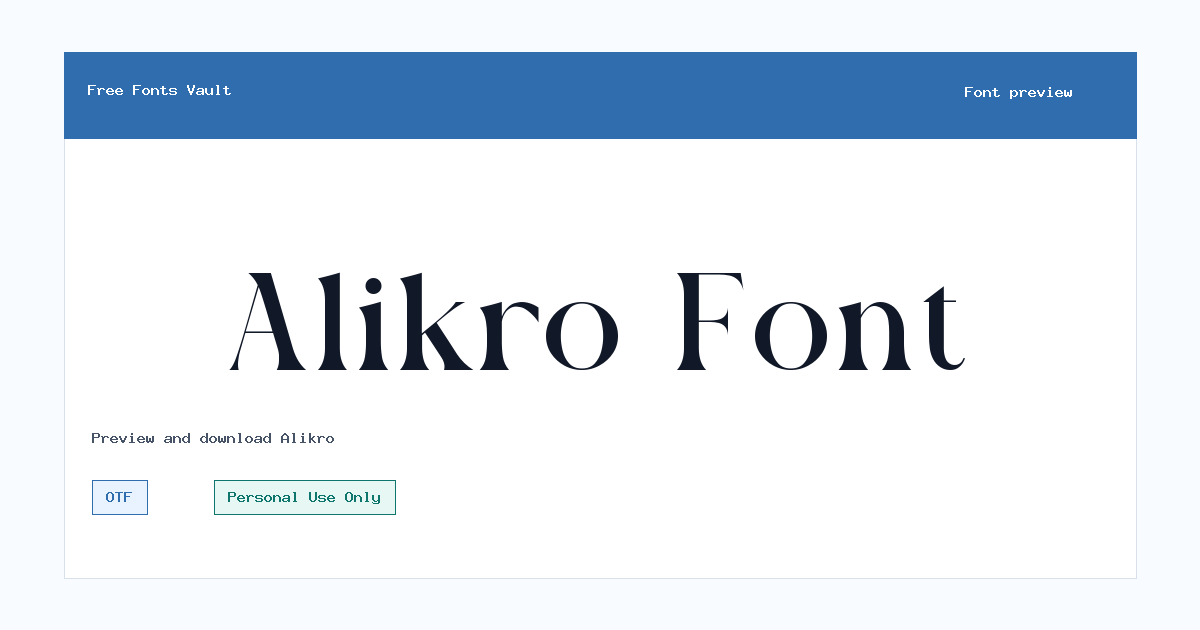 Alikro font preview showing the family name