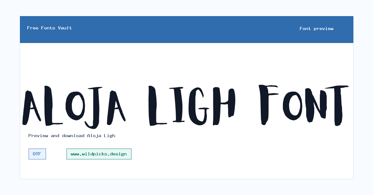 Aloja Ligh font preview showing the family name