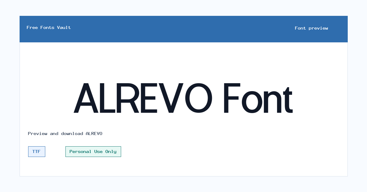 ALREVO font preview showing the family name