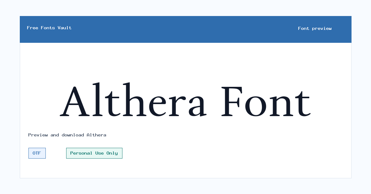 Althera font preview showing the family name