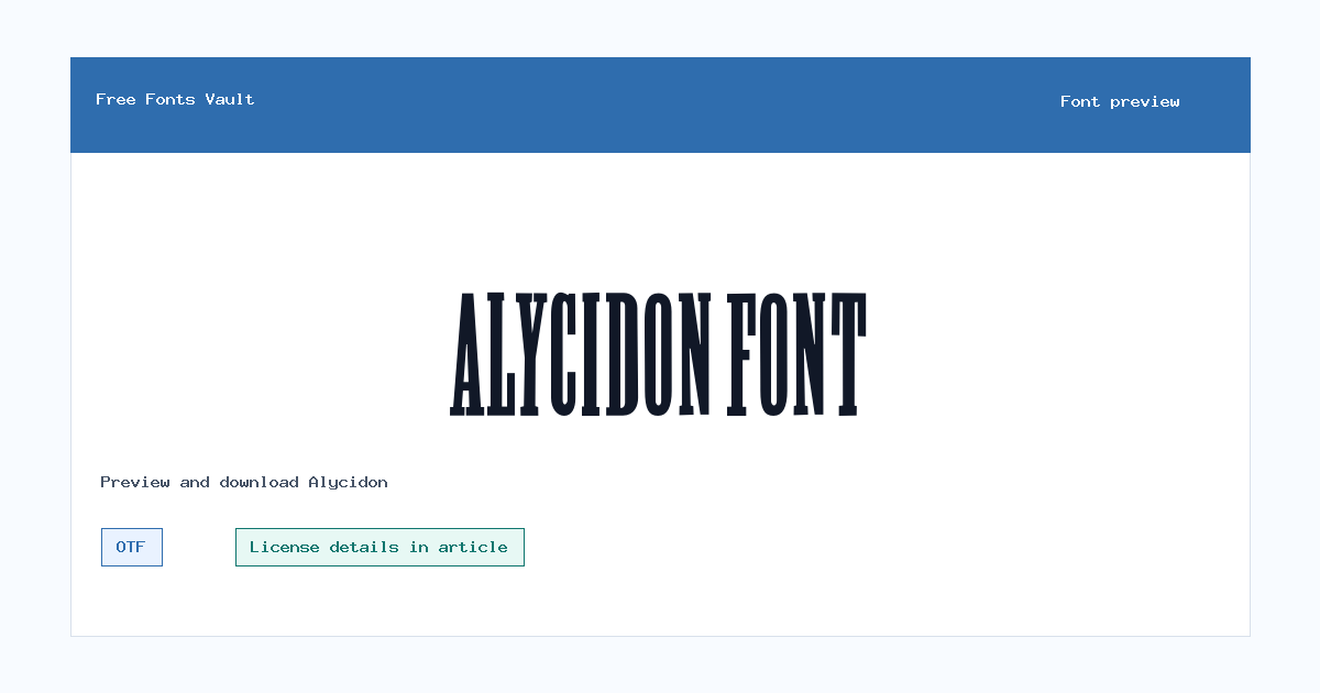 Alycidon font preview showing the family name