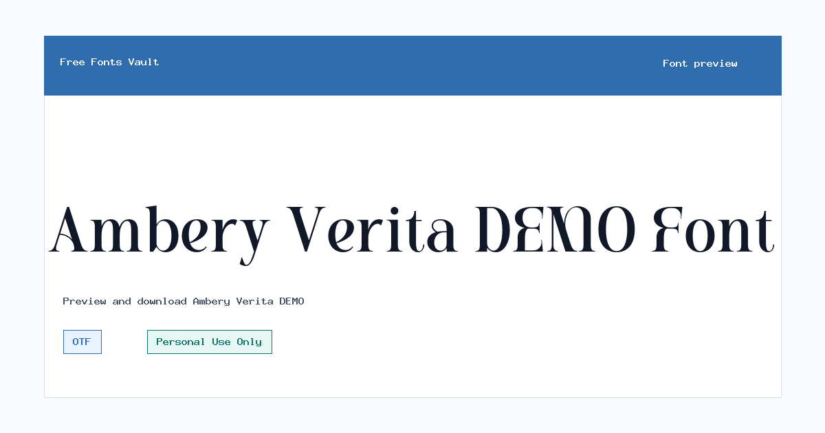 Ambery Verita DEMO font preview showing the family name