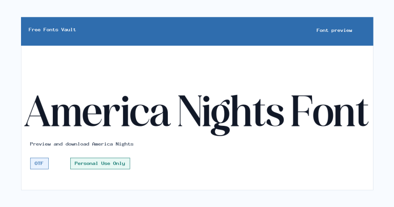 America Nights font preview