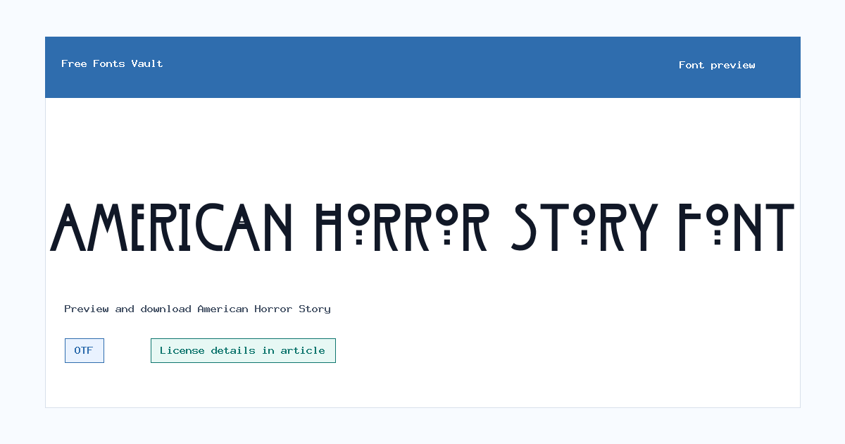 American Horror Story font preview showing the family name