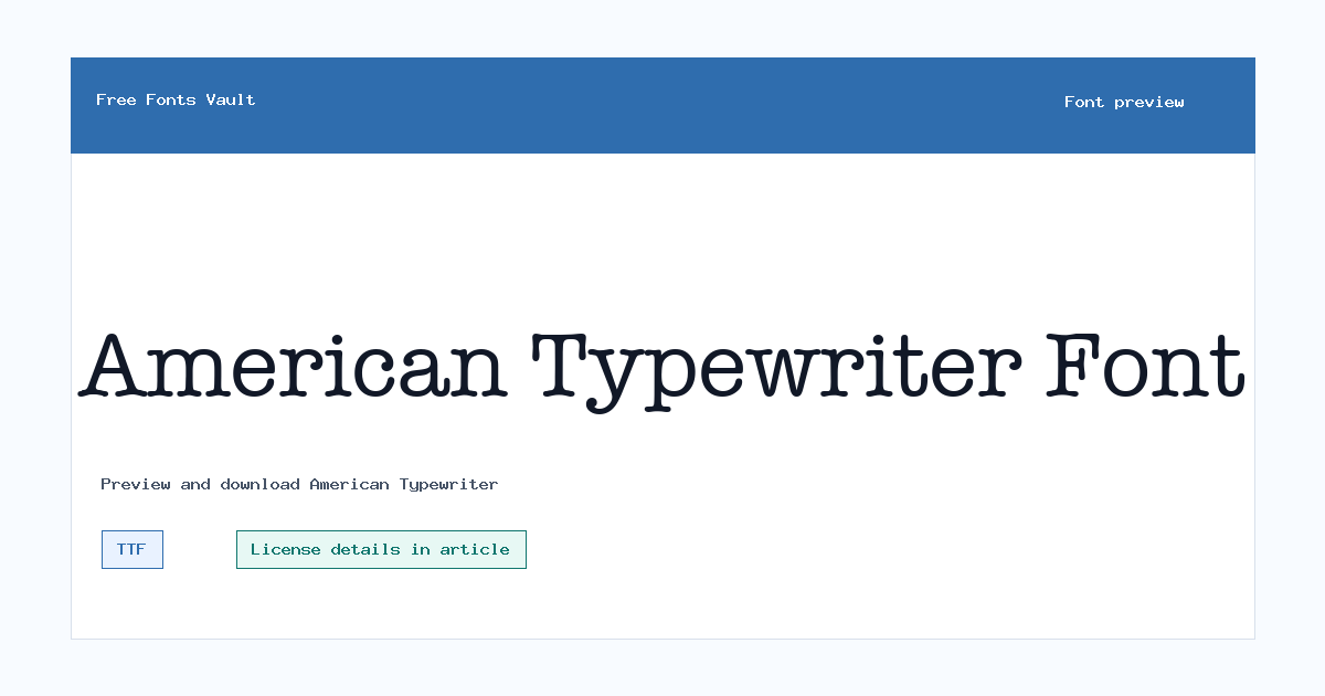 American Typewriter font preview showing the family name