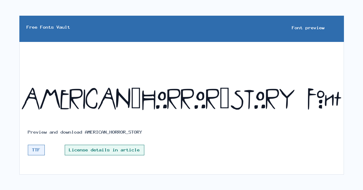 AMERICAN_HORROR_STORY font preview showing the family name