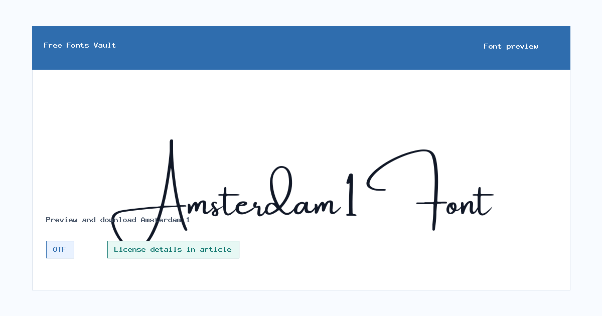 Amsterdam 1 font preview showing the family name