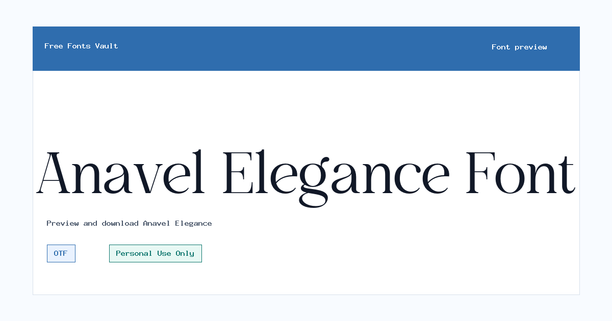 Anavel Elegance font preview showing the family name