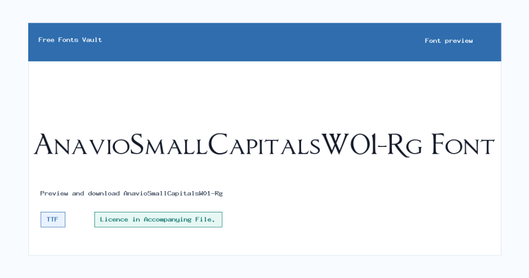 AnavioSmallCapitalsW01-Rg font preview