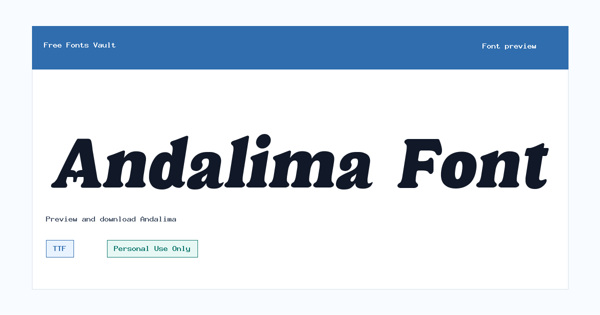 Andalima font preview showing the family name