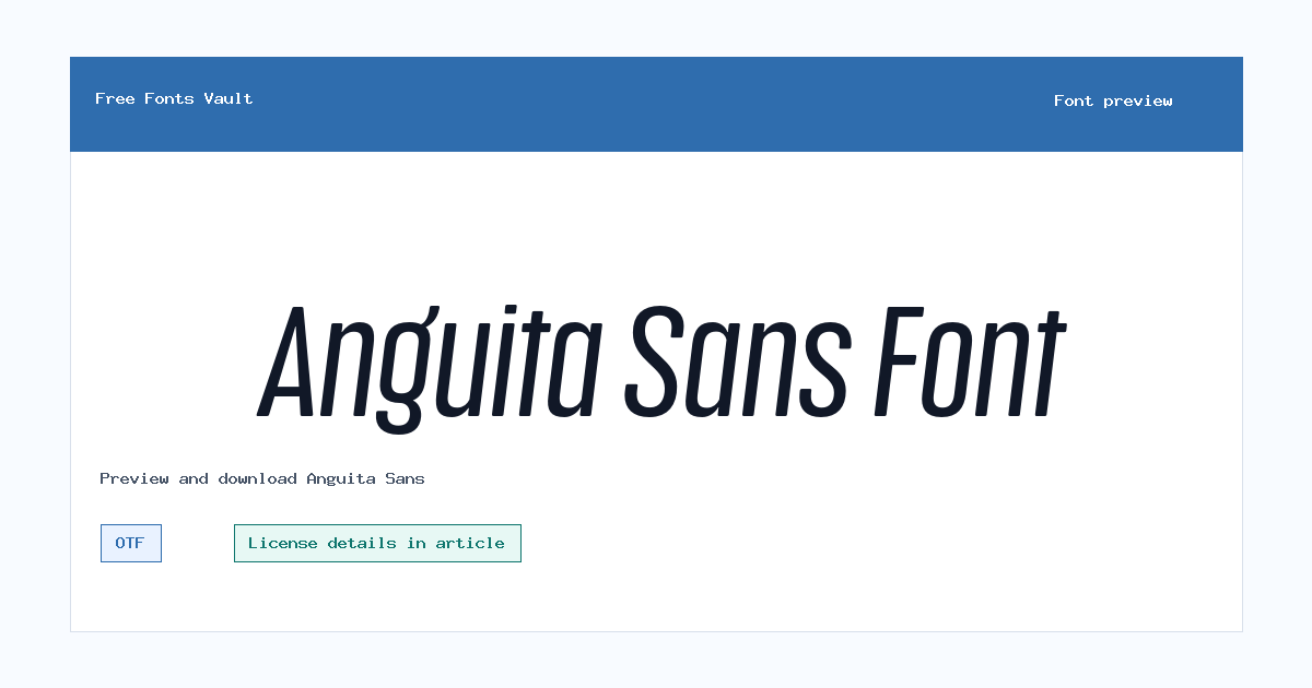Anguita Sans font preview showing the family name