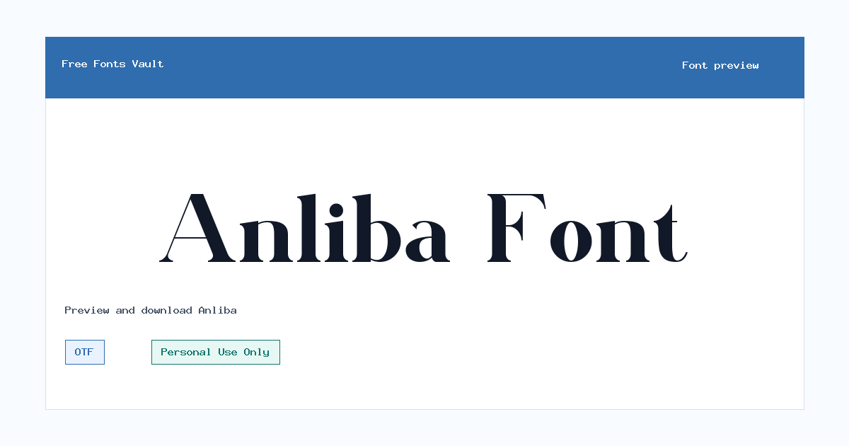 Anliba font preview showing the family name
