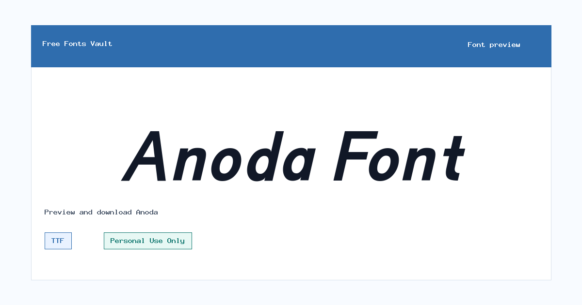 Anoda font preview showing the family name