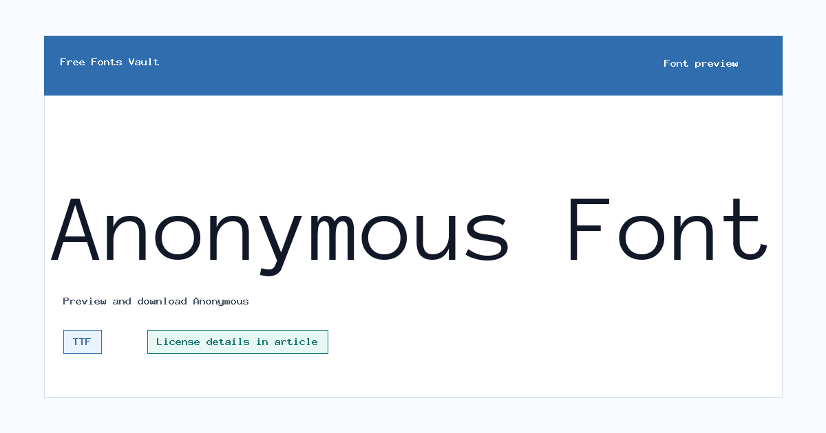 Anonymous font preview showing the family name
