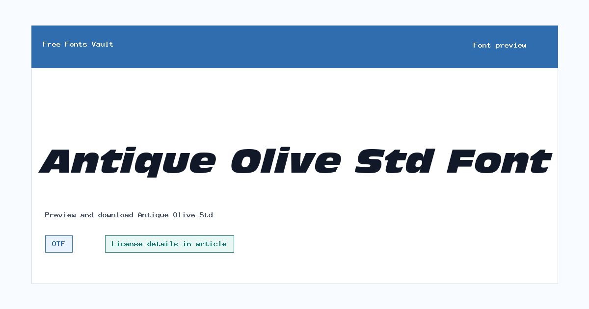 Antique Olive Std font preview showing the family name