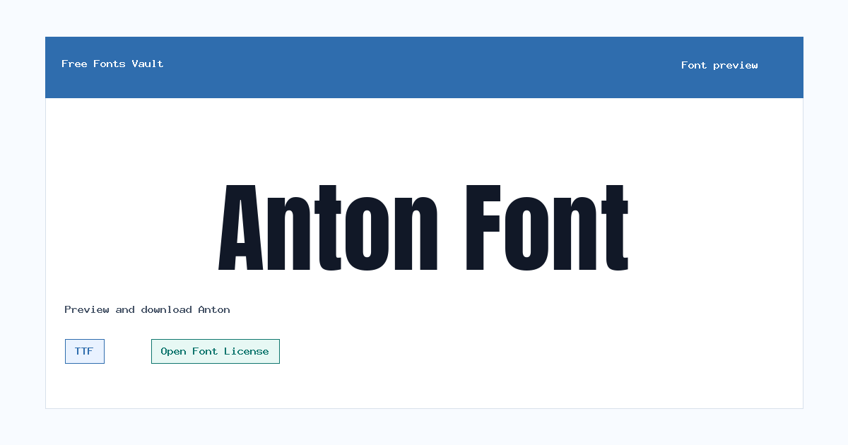 Anton font preview showing the family name