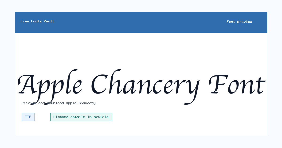 Apple Chancery font preview showing the family name