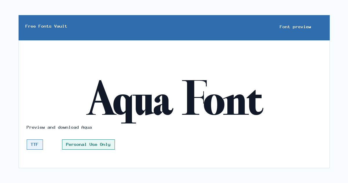 Aqua font preview showing the family name