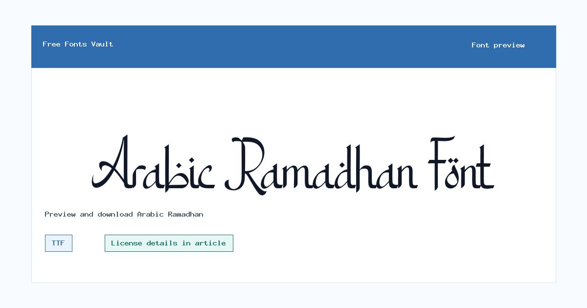 Arabic Ramadhan font preview showing the family name