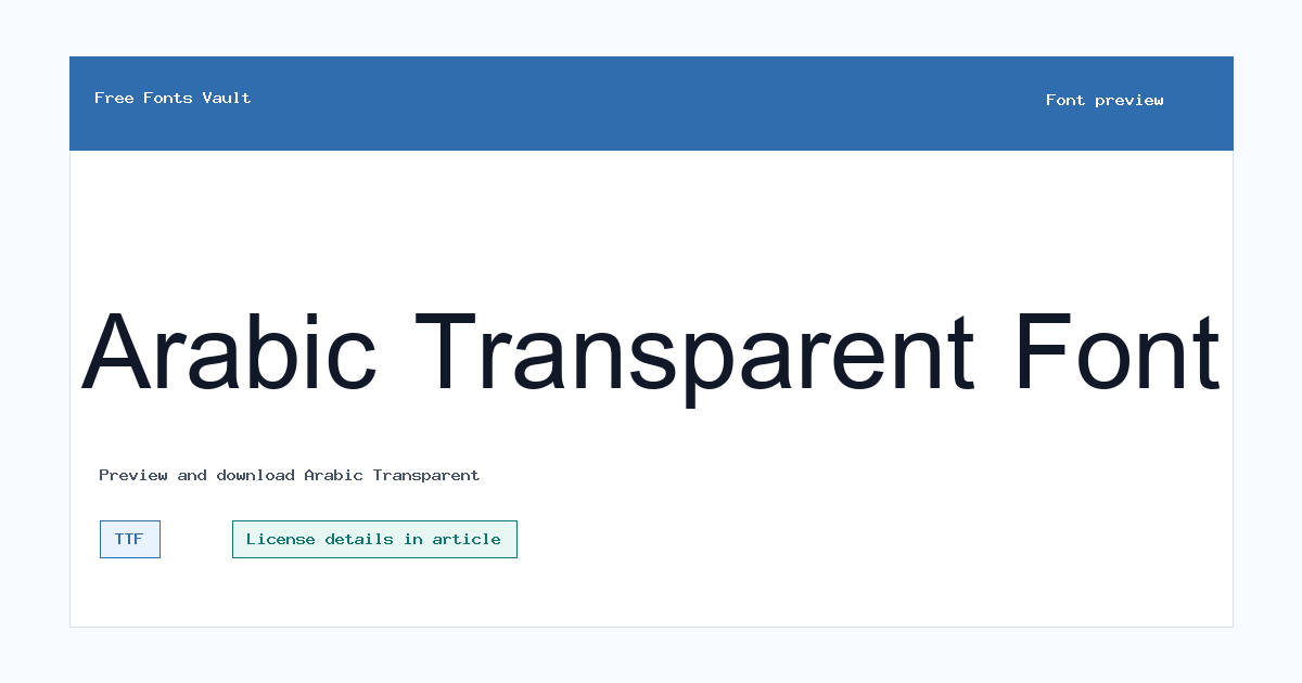 Arabic Transparent font preview showing the family name