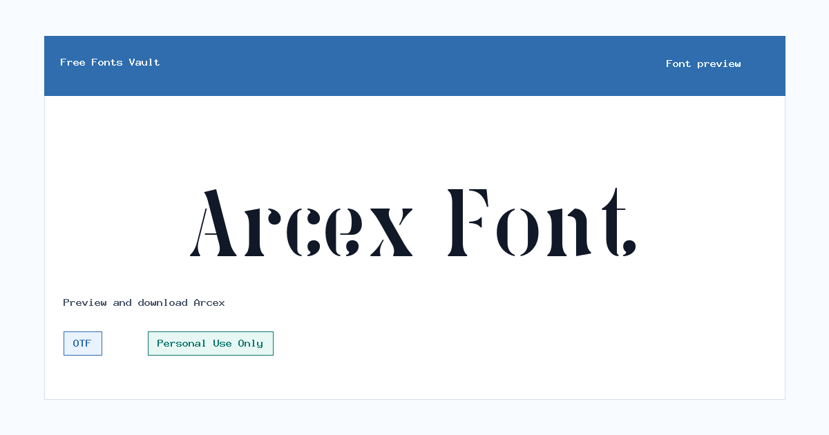 Arcex font preview showing the family name