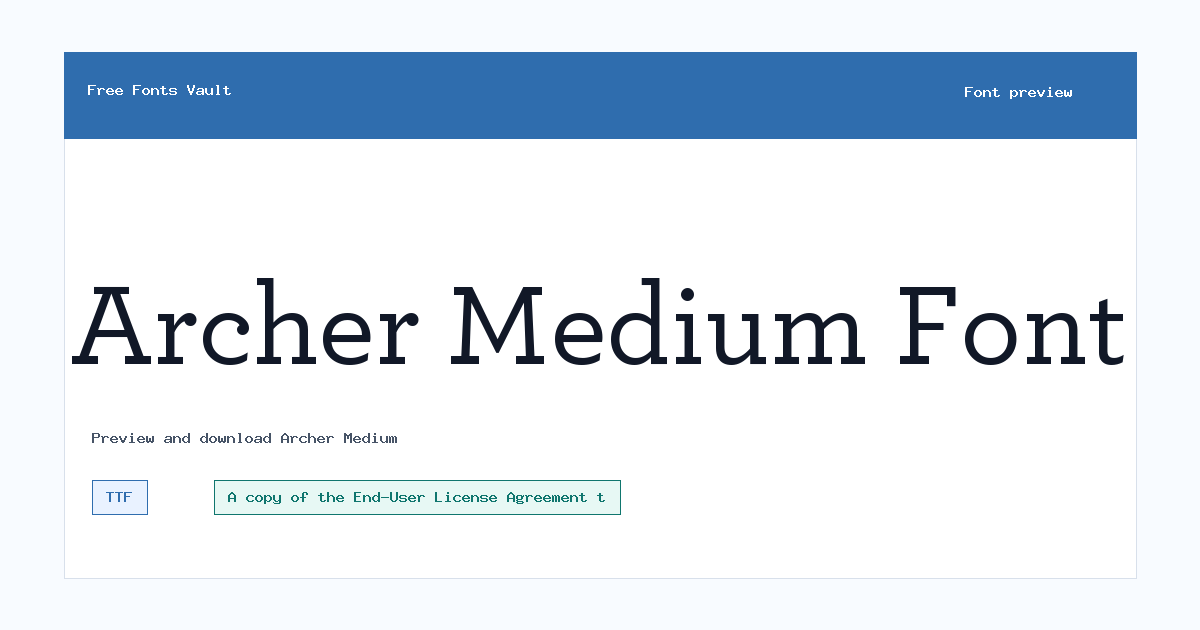 Archer Medium font preview showing the family name