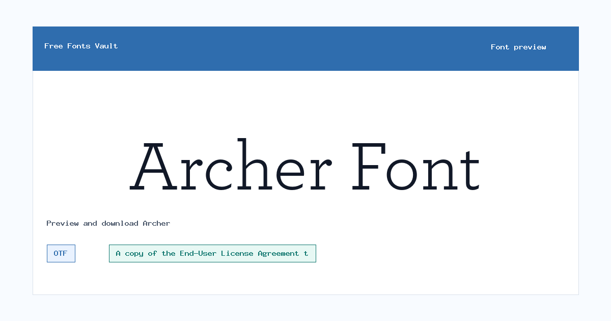 Archer font preview showing the family name