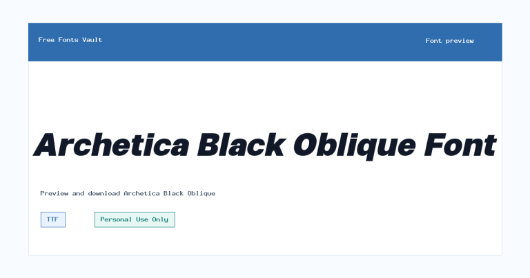 Archetica Black Oblique font preview