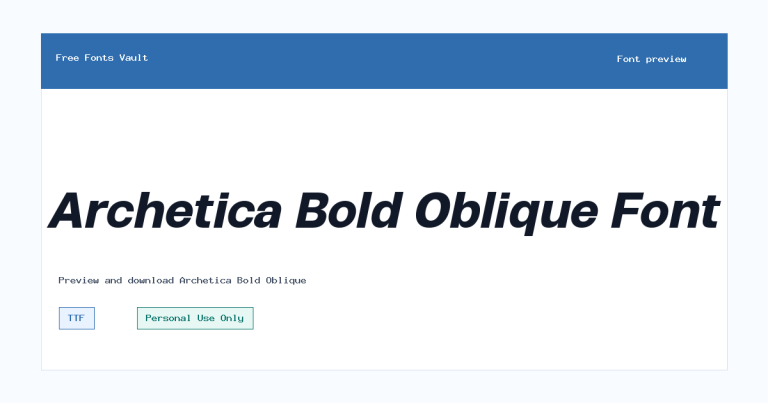 Archetica Bold Oblique font preview