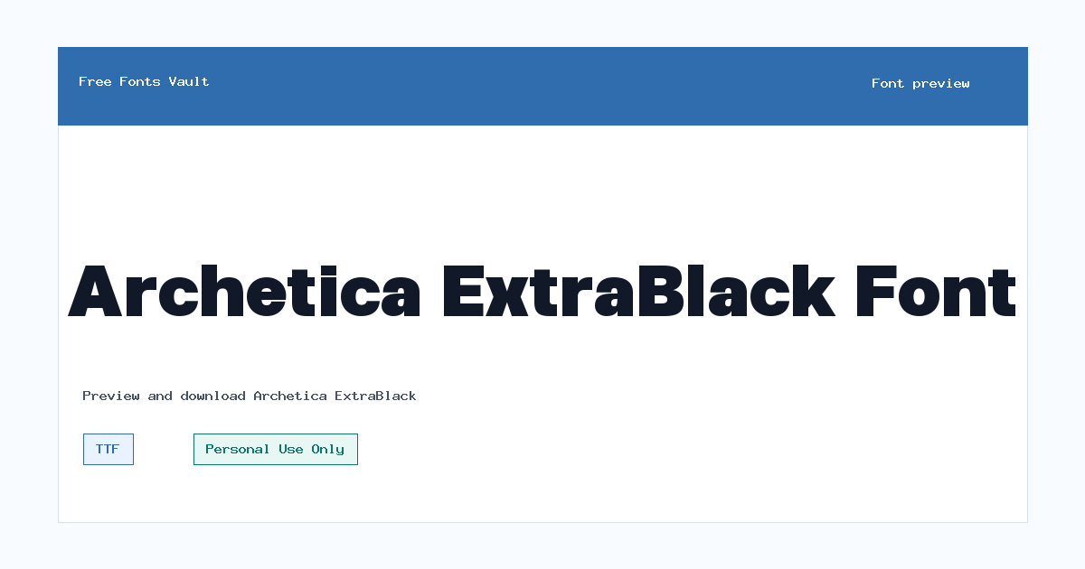 Archetica ExtraBlack font preview showing the family name