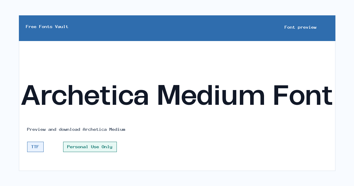 Archetica Medium font preview showing the family name