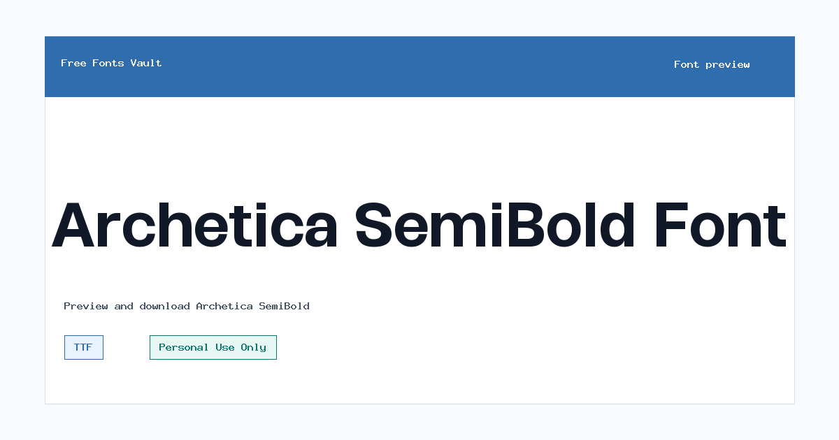 Archetica SemiBold font preview showing the family name