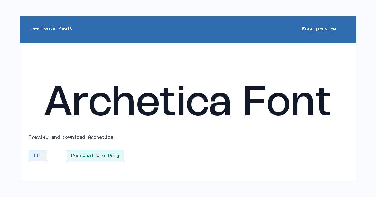 Archetica font preview showing the family name