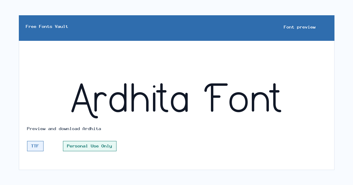 Ardhita font preview showing the family name