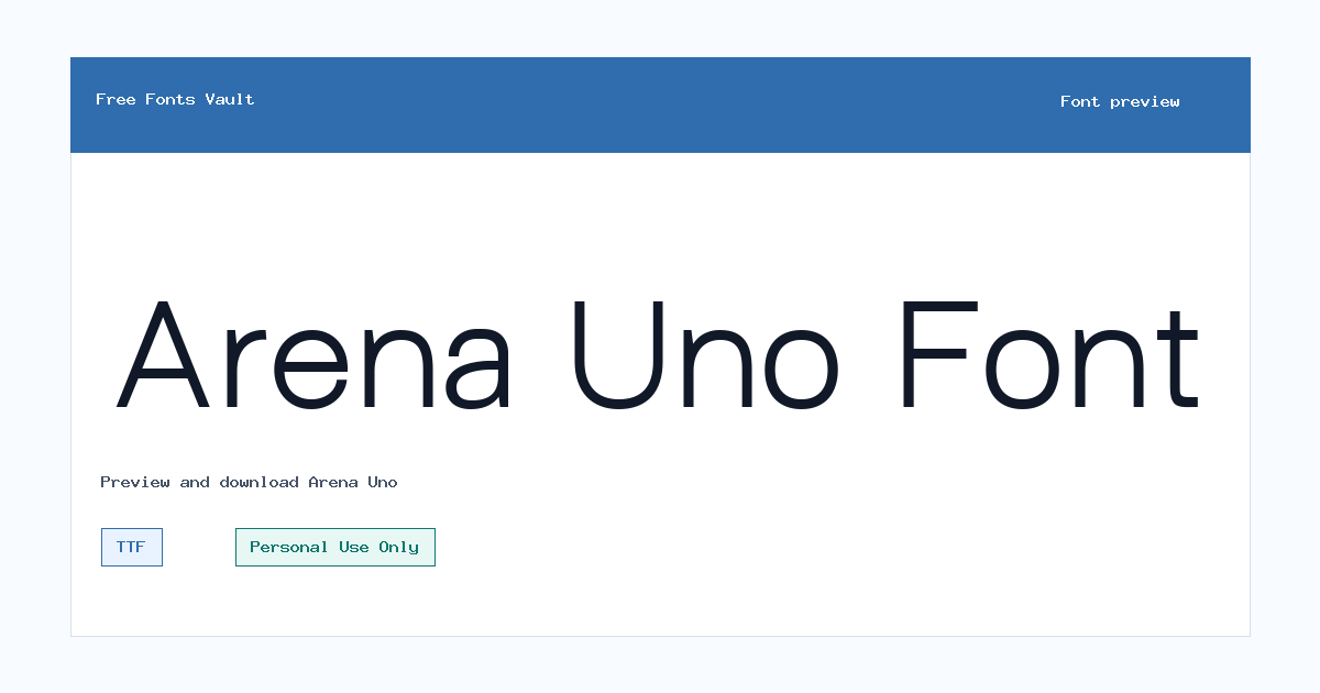 Arena Uno font preview showing the family name
