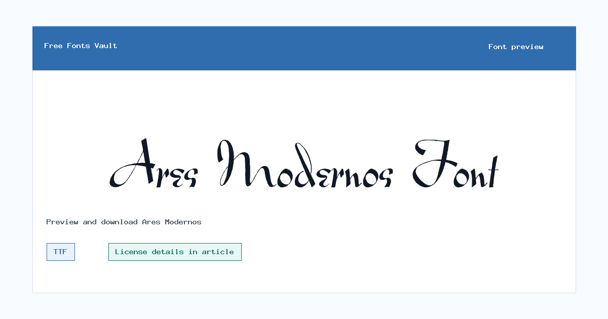 Ares Modernos font preview showing the family name