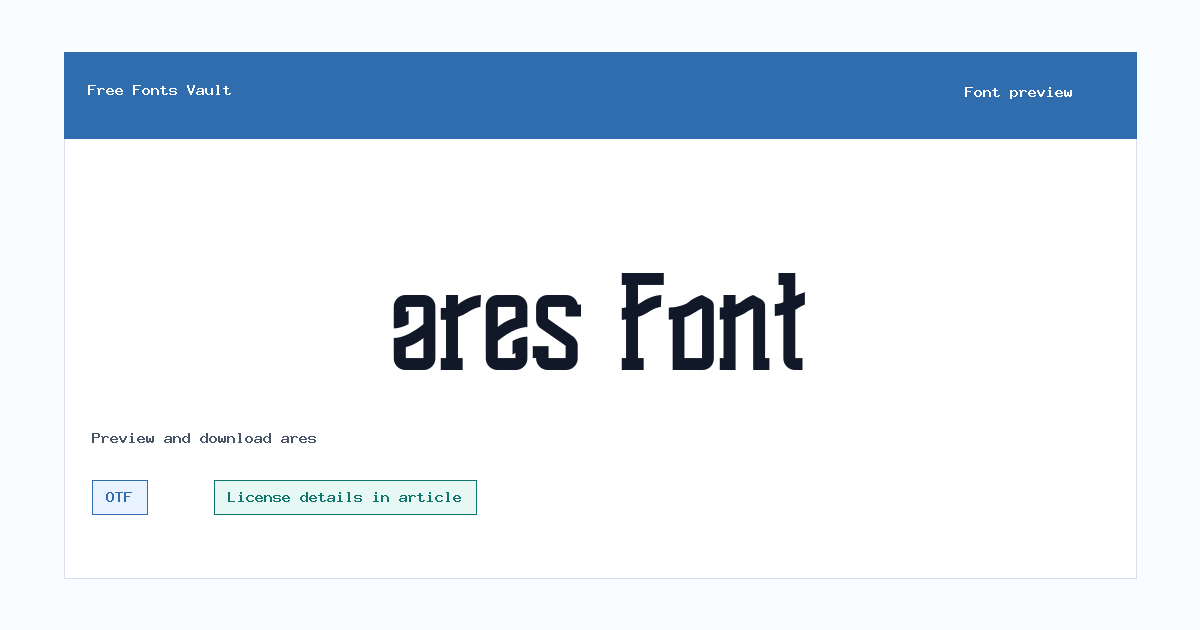 ares font preview showing the family name