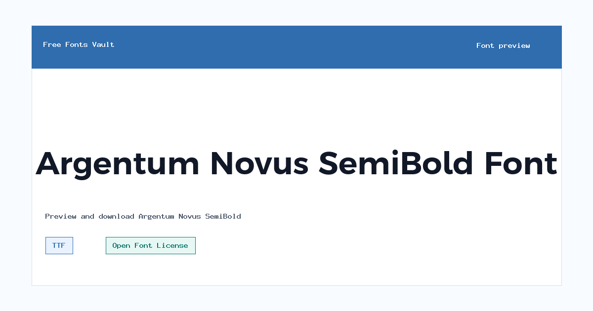 Argentum Novus SemiBold font preview showing the family name