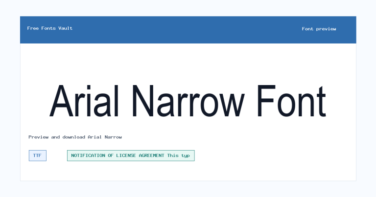 Arial Narrow font preview