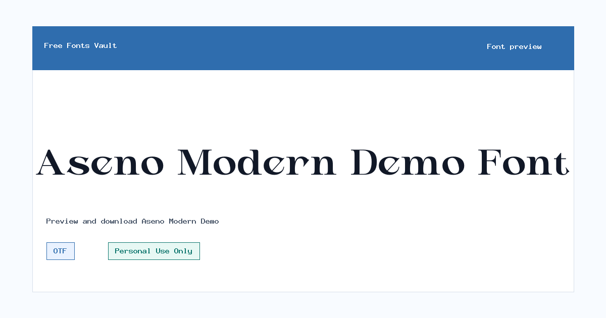 Aseno Modern Demo font preview showing the family name