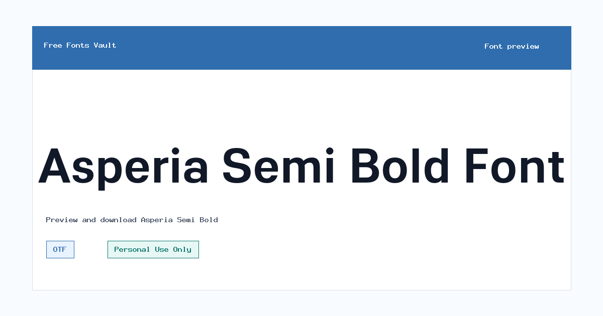 Asperia Semi Bold font preview showing the family name
