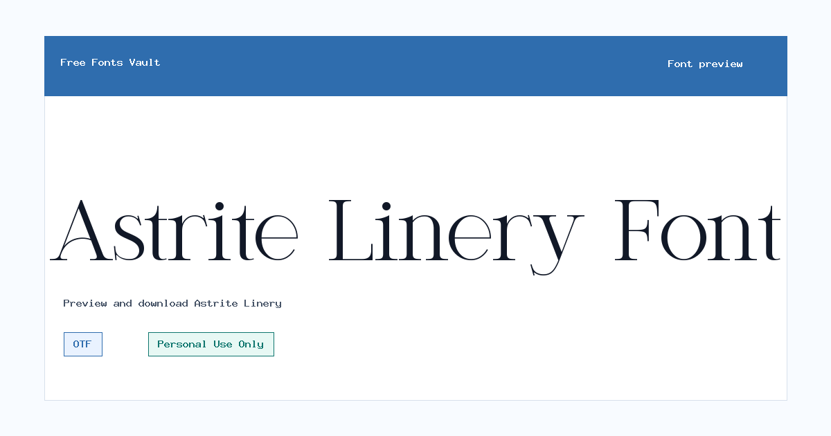 Astrite Linery font preview showing the family name