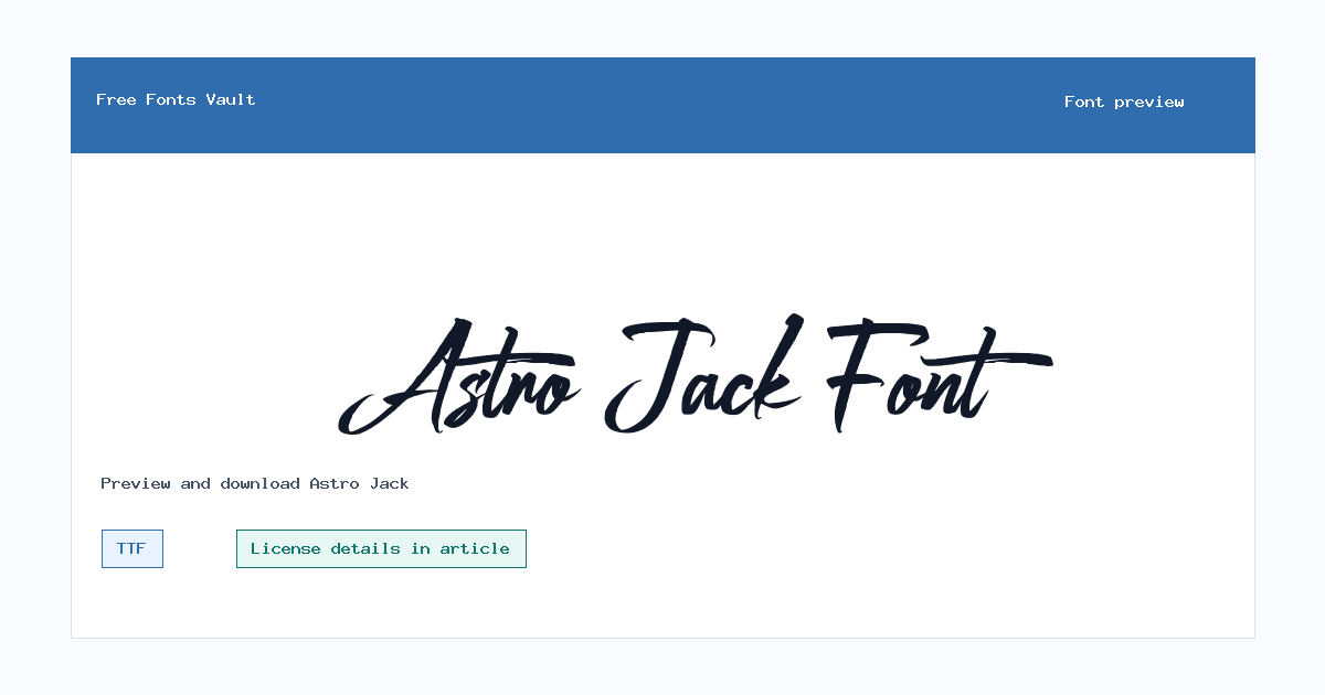 Astro Jack font preview showing the family name
