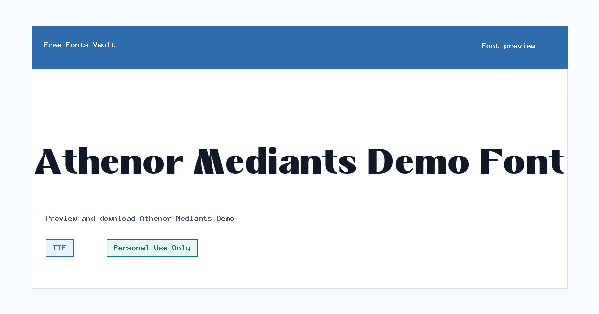 Athenor Mediants Demo font preview showing the family name