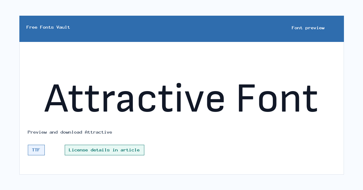 Attractive font preview showing the family name